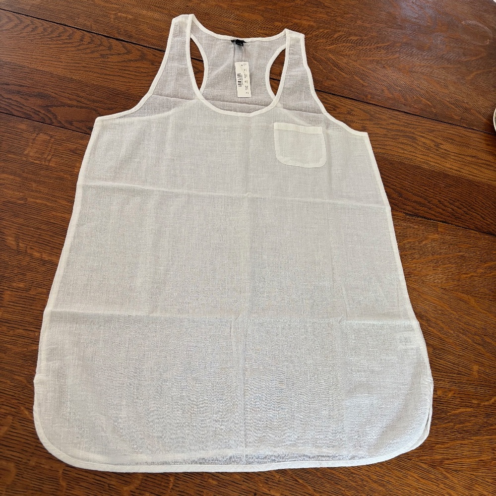 J CREW Off White Gauzy Sleeveless Top, Medium